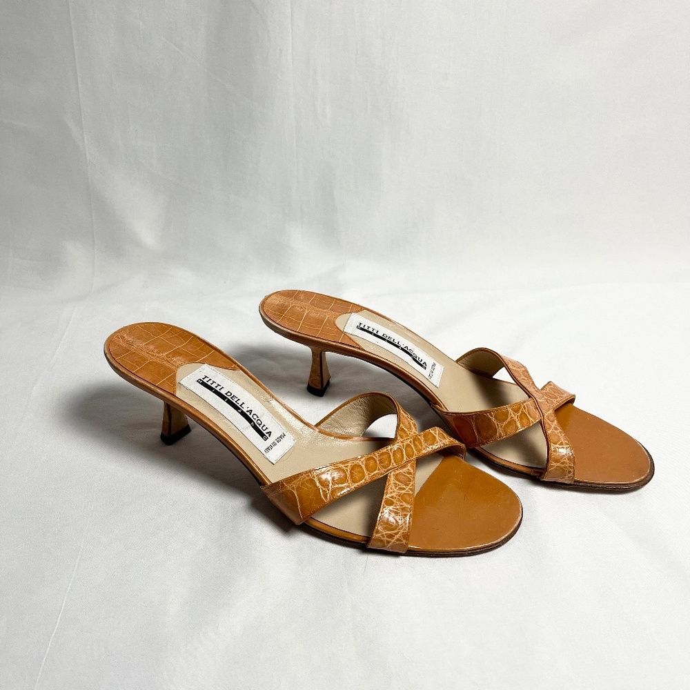 Alligator Skin mule kitten heels